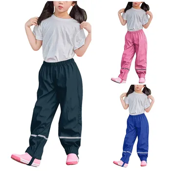 2021 Нови Панталони за момичета ПУ Ветроупорен Дъждовни панталони за малки момчета Водоустойчив детски тела Пролет лято Панталони Дрехи за деца