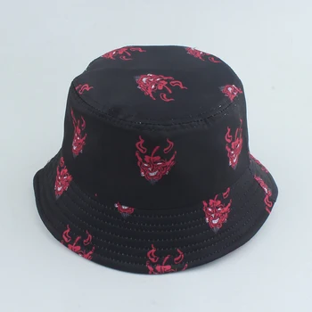 2021 New Harajuku Monster Dragon Printed Bucket Hat Panama Боб Chapeau Fashion До Fisherman Hat Women Men Summer Sun Cap