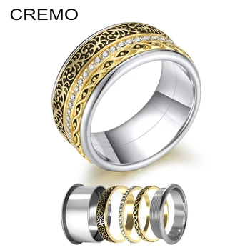 Cremo Gold 10 MM Wide Ladies Prom Party Ring Аксесоари Штабелируемое Сменное Пръстен, Пръстен От Неръждаема Стомана