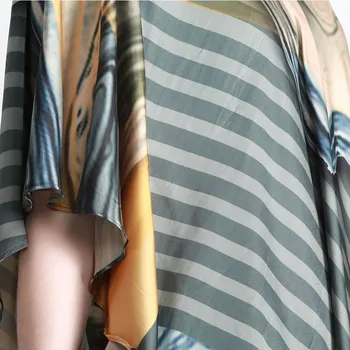 XITAO Niche Silk Комплект от две Части Нередовен Шарен Пуловер Топ Еластичен Колан в пълен размер Панталони Малцинство Свободни 2021 Лято WMD0956