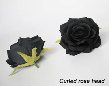 Черна Роза Изкуствени Цветя на Главата, с 7 Главоболие букети от Коприна Букет от Цветя, Украса на Сватбен Фон Къщи на Фалшиви Рози, Цветя