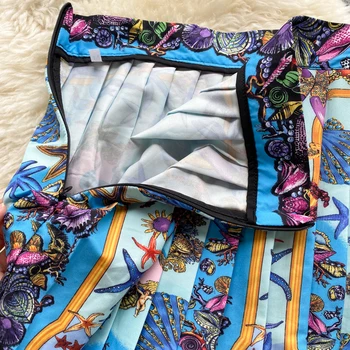 INS Holiday Fashion Style Suit Women ' s Summer Printed Short Camisole Плиссированная Пола Комплект от две части Женски 2021 Нова Мода