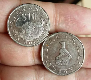 Зимбабве 10 долара 21 мм Африкански Монети Стари Оригинални Рядко Монети Запомнящо се Издание е Реален Случаен Година