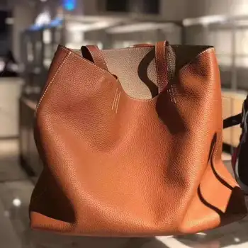 Дамски чанта от 2021 нова висококачествена кожена пазарска чанта на едно рамо двустранен чанта-тоут реверсивная чанта-тоут голяма и средна