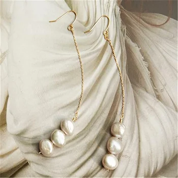 8-9 мм бял барок перлени обеци от 18 До earbob AAA сметана уют и мотика ИСТИНСКА великолепна мода