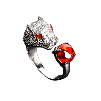 Главата Леопард Инкрустиран Дамски пръстени Хип-Хоп Животни Група на Партията на Пънк Пръст Пръстен Бижута Самоличността на Мода Подарък Нов Стил