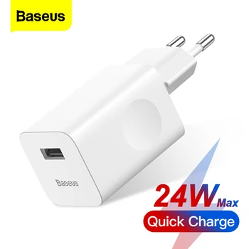 Baseus 24W USB Charger Quick Charge 3.0 QC3.0 Бързо Зареждане на USB Wall Phone Charger Адаптер За iPhone 12 11 Pro XS Max XR Xiaomi