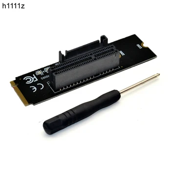 Най-новият NGFF M. 2 to PCI-E 4X Странично Card M2 M Key to PCIe X4 Адаптер с led индикатор SATA Power Странично за майнинга Bitcoin Миньор