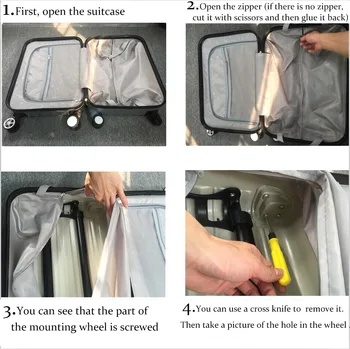 Подмяна на куфара търкаляне на багаж куфар смяна на колело на едно гише колелото на търкаляне куфар аксесоари цветни mutecasters
