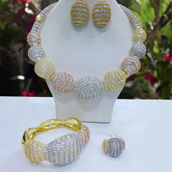 GODKI Luxury Noble Hollow Lariat Round Women Wedding Cubic Цирконий Choker Колие Обици Dubai Jewelry Set Jewellery Addict