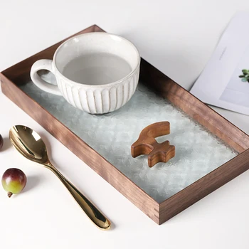 Половината От Дома Японски Стил Винтидж Бегонии Модел Стъклен Дървен Поднос Нов Китайски Стил На Украшение За Съхранение На Чай Тава
