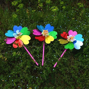 2 елемента Деца Цветни Пайети Вятърна Мелница Вятър Spinner Home Garden Decor Детски Играчки За Деца