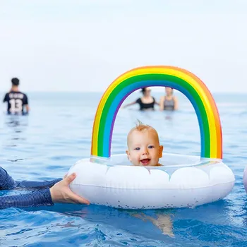 Детски Плувен Гаф,Надуваем Детски басейн с Навес на Плажа Басейн Водни Играчки Костюм за Деца и Децата на Дъгата Гаф Лодка
