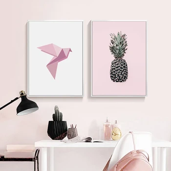 Розово Златен Ананас Скандинавски Плакат Ananas Quotes Платно Wall Painting Art Print Home Decorative Pictures for Living Room Decor