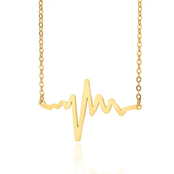 Lifeline Pulse Heartbeat Couple Pendant Огърлица за жени Минималистични Бижута Златна Верига От Неръждаема Стомана Естетически Бижута Подарък