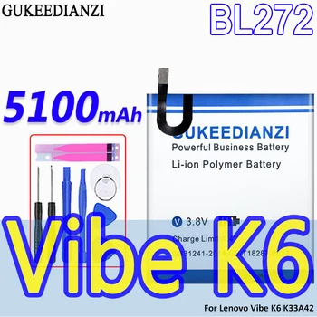 GUKEEDIANZI BL272 5100mAh Батерия с голям Капацитет За Lenovo Vibe K6 K33A42