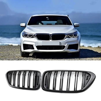 Колата Carbon Fiber & Black Dual Slat Front Бъбречни Решетки Подходящи За BMW G32 6-Series GT 2018-2021