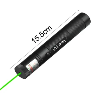 Високо Мощен лазер 301 показалеца Зелен Лазерен мерник 532 nm 5 Mw Зелена светлина лазерно устройство Регулируем Фокус Лазерен мерник на Показалеца дръжка