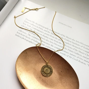 Бижута 925 Сребро Колие за Бала Аржентина Амулет Кръгла Монета, Медал Златното Слънце Колие Подарък на Майката на Дъщеря си