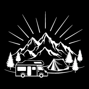 PLAY COOL Camping Tent Travel Mountains Landscape Fashion Car Sticker Автомобили, Мотоциклети Външни Аксесоари Винилови етикети