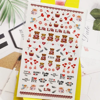 3D Нокти Sticker Bear Love Heart Design маникюр Decorations Stickers Foil Decals Wraps Маникюр Аксесоари за нокти Decoraciones