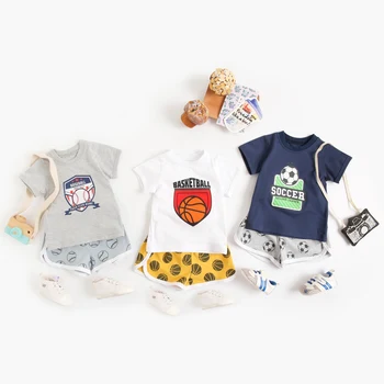 Sanlutoz Сладко Fashion Baby Boys Clothing Sets Памучни Ризи С Къс Ръкав + Шорти Ежедневни 2 елемента