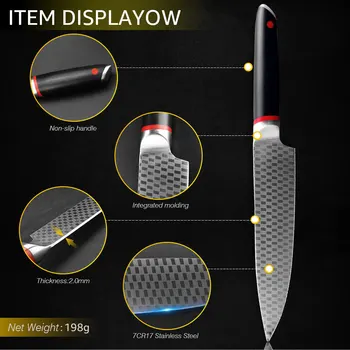 Комплект кухненски ножове Японски 1-9 бр. 7CR17 440C Высокоуглеродистый модел Нож на главния готвач Остър Сантоку Секира Ножове за Рязане на Инструменти