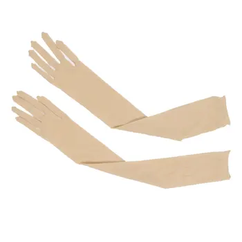 Жените Окото вижда През Прозрачни Ръкавици Разтеглив Пълен Пръст Дълги Ръкавици Ръкавици за Защита От Слънцето Безшевни Открит Анти UV Ръкавици