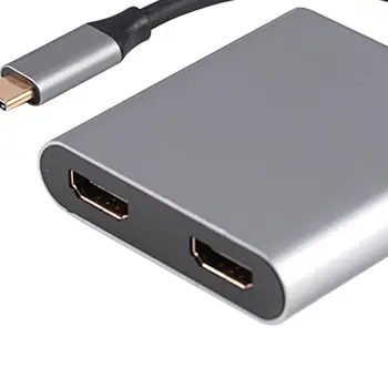 2-в-1 Type-C Хъб to Dual HDMI 4K Two Screen Display C USB Докинг Станция Конвертор Адаптер За Телефон Клавиатура на Лаптоп U Диск ТЕЛЕВИЗОР