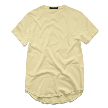 Тениска за Мъже Удължен през Цялата Почистване Тениска Извити Подгъва Дълги Линия Тениски Хип-Хоп Градски Бяла Градинска Q6349