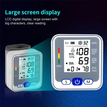 Следи Кръвното Налягане Автоматично Цифров Монитор АДА Начало Сфигмоманометр Голям LCD Дисплей За Измерване на Кръвно Налягане