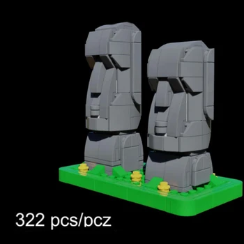 MOC Easter Island StatuePortrait Камък Вулканични градивните елементи на Остров Модел Украса Фигурка Резба Тухли Играчки Дете