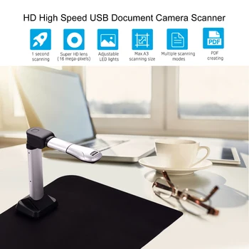 Aibecy BK51 USB Document Camera Scanner Capture Size A3 HD 16 Мега пиксела Високоскоростен Скенер с led подсветка за износ формат PDF