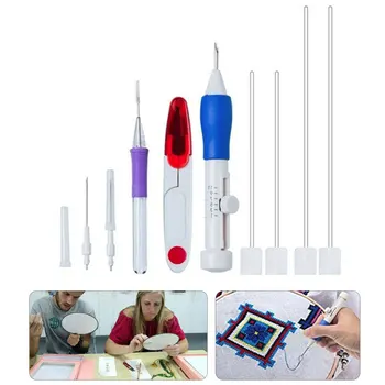 Направи си САМ Magic Embroidery Pen Плетене, Шиене, Набор от Инструменти за Punch Needle Set Конци за шиене Плетене САМ Threaders