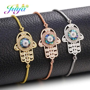 Juya Fashion Hamsa Fatima Bracelet Доставки Gold//Rose Gold Регулируеми Верига Гръцки Уроки Чар Гривни За жени, Мъже