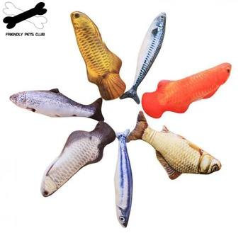 Плюшени Творчески 3D Шаран Риба Форма на Котка Играчка, Подарък Сладък Моделиране на Риба Играта Играчка За Домашни Любимци Подаръци коча билка Риба Пълнени Възглавница Кукла