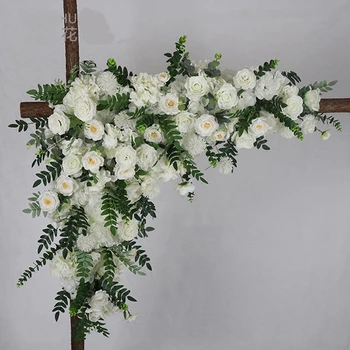 100 см 3D Потребителски арка на изкуствени цветя, стени венец сватбен фон декор на партията ъглов цвете редица Луксозни Бижута Арка