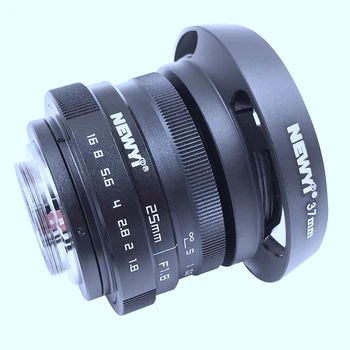 NEWYI 25 mm F /1.8 ВИДЕОНАБЛЮДЕНИЕ Мини Обектив за Nikon 1 Определяне на Mirro Камера и Капак Адаптер 7 в 1 Комплект