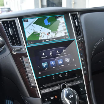2 елемента Кола Протектор на Екрана, за да Infiniti Q50 Q60 Интериора на Автомобила GPS Навигация Закалено Стъкло Филм 2017-2019 година
