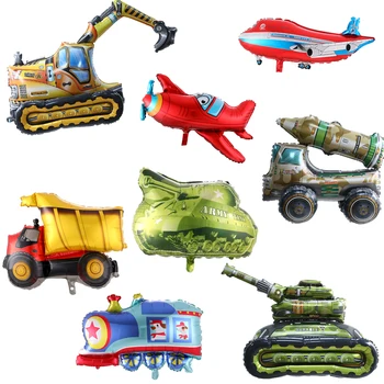 Честит Детска Ден На Партията Самолет Военен Автомобил Алуминиево Фолио Балон Надуваем Хелий Балон Украса За Доставки