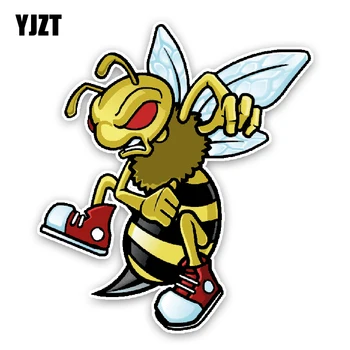 YJZT 13.7CM15.4CM Интересен Прекрасна Карикатура Пчелите Цветни PVC Стикери КОЛА на Бронята на Прозореца Украса Графичен C1-5214