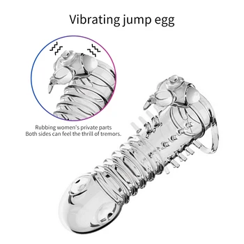TPE Мъжки пенис забавяне на увеличението на сгъстяване на вибрация заключване пръстен на спермата Crystal пръстен мъжки-дебел пенис набор от вълк-като зъбите набор от секс стоки