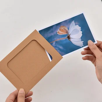 Творчески Окачени Тапети Фоторамка Реколта Крафт Хартия САМ DecorativeHanging Card Wall To Send Коноп Въжето Малка Дървена