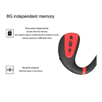 IPX8 Водоустойчив Bluetooth Костна Проводимост Слушалки с 8 GB Музикален плейър Подводен 8 М за Гмуркане Гмуркане
