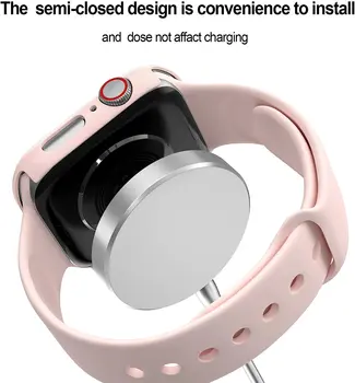 Калъф+Каишка за Apple Watch band 44 мм 40 мм 38 мм 42 мм 44 мм Силиконов спортен колан+калъф за PC гривна correa iWatch series 3 4 5 6 se