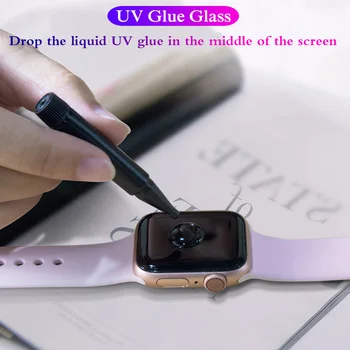 10Г Извити Протектор на Екрана Филмът На За Apple Watch 5 4 3 2 1 UV Лепило Закалено Стъкло За Apple Watch 38 40 42 44 мм Защитен