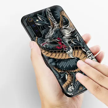 Dragon Tiger Pattern Case For Realme C3 6 7 Pro 5 C21 XT X50 Q2 C11 С20 Черен Силиконов Калъф V5 V15 5G Shell Phone C15 7i Funda