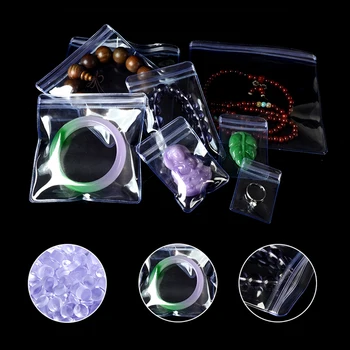 100 бр./лот еднократна употреба Zip-Lock Clear PVC Anti-Oxidation Jewelry Package Bag Прозрачен Светкавица Найлонови Торбички за Jade Lamber