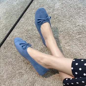 COOTELILI Shoes For Women 2020 Fashion Flats Обувки със заоблени Бомбета Non-slip Colorful Basic Mid Heel Slip On Woman Shoes Plus Size 42