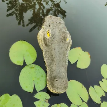 Плаващи Животни Украса Бижута Имитация На Животни На Открито Шамандура Стръв Синтетична Смола За Парка На Басейна, Градина На Главата На Крокодил